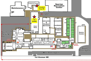 map of Shoreline Center showing the WORKS office